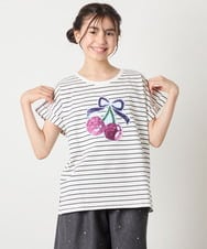 KJKHA20024 a.v.v KIDS(アー・ヴェ・ヴェ) [100-150]【接触冷感】スパンコールモチーフＴシャツ アイボリー