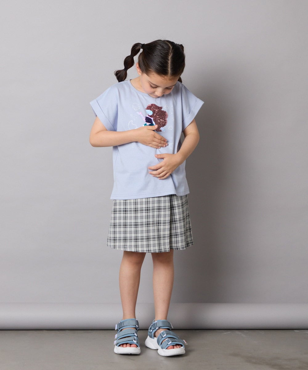 KJKHA20024 a.v.v KIDS(アー・ヴェ・ヴェ) [100-150]【接触冷感】スパンコールモチーフＴシャツ アイボリー