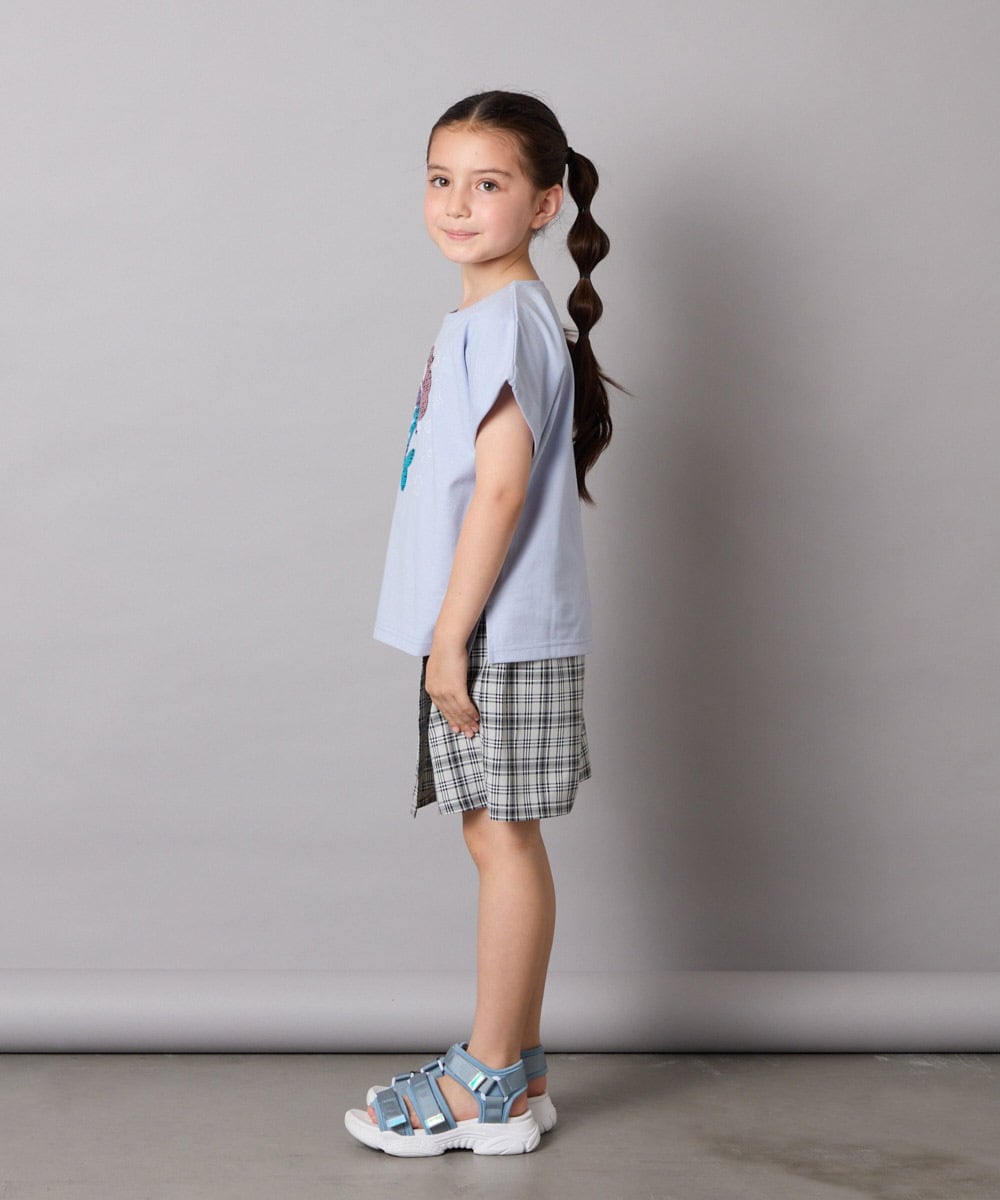KJKHA20024 a.v.v KIDS(アー・ヴェ・ヴェ) [100-150]【接触冷感】スパンコールモチーフＴシャツ アイボリー