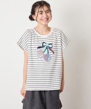 KJKHA20024 a.v.v KIDS(アー・ヴェ・ヴェ) [100-150]【接触冷感】スパンコールモチーフＴシャツ アイボリー
