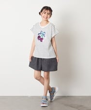 KJKHA20024 a.v.v KIDS(アー・ヴェ・ヴェ) [100-150]【接触冷感】スパンコールモチーフＴシャツ アイボリー