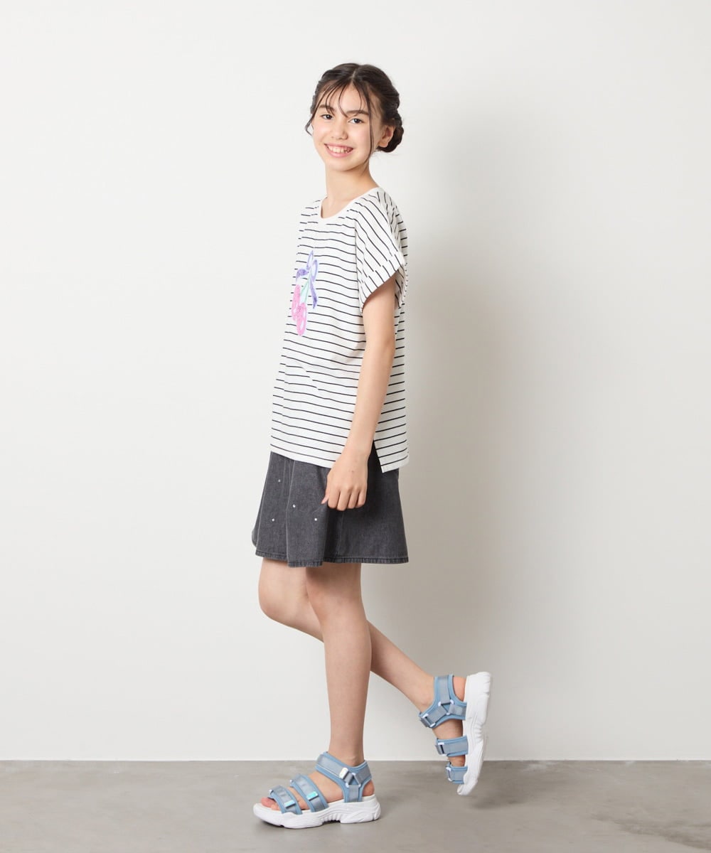 KJKHA20024 a.v.v KIDS(アー・ヴェ・ヴェ) [100-150]【接触冷感】スパンコールモチーフＴシャツ アイボリー