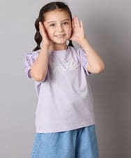 KJKHA21034 a.v.v KIDS(アー・ヴェ・ヴェ) [120-160]【接触冷感】パフスリーブロゴトップス ネイビー