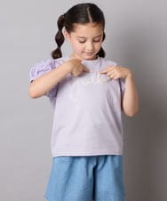 KJKHA21034 a.v.v KIDS(アー・ヴェ・ヴェ) [120-160]【接触冷感】パフスリーブロゴトップス ネイビー