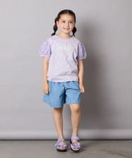 KJKHA21034 a.v.v KIDS(アー・ヴェ・ヴェ) [120-160]【接触冷感】パフスリーブロゴトップス ネイビー