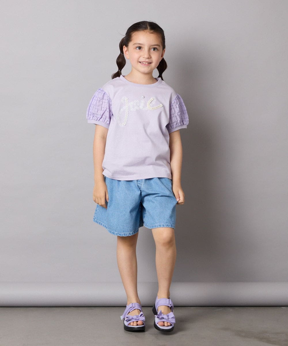 KJKHA21034 a.v.v KIDS(アー・ヴェ・ヴェ) [120-160]【接触冷感】パフスリーブロゴトップス ネイビー