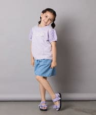 KJKHA21034 a.v.v KIDS(アー・ヴェ・ヴェ) [120-160]【接触冷感】パフスリーブロゴトップス ネイビー