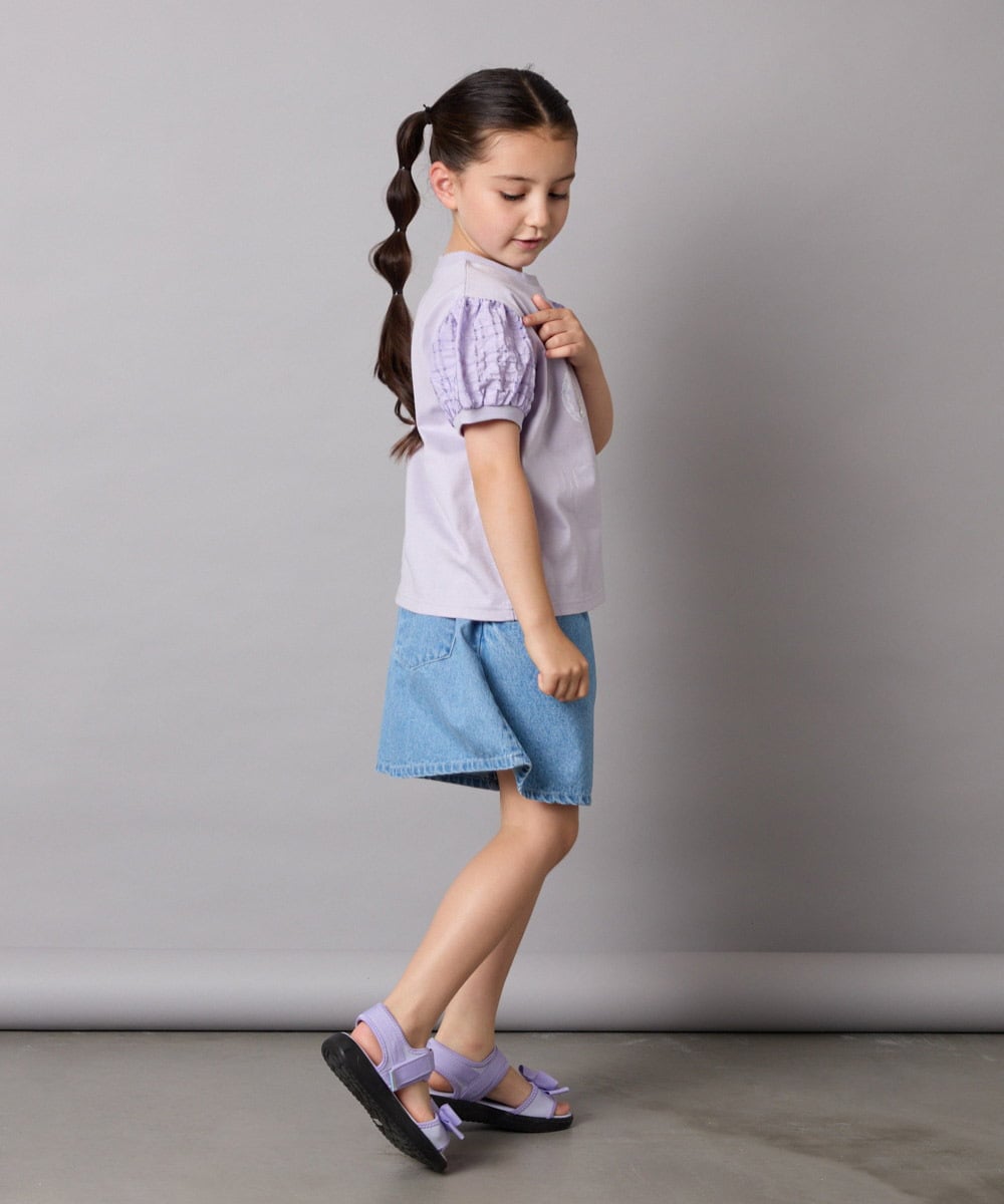 KJKHA21034 a.v.v KIDS(アー・ヴェ・ヴェ) [120-160]【接触冷感】パフスリーブロゴトップス ネイビー