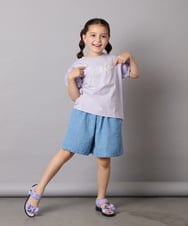 KJKHA21034 a.v.v KIDS(アー・ヴェ・ヴェ) [120-160]【接触冷感】パフスリーブロゴトップス ネイビー
