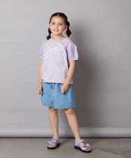 KJKHA21034 a.v.v KIDS(アー・ヴェ・ヴェ) [120-160]【接触冷感】パフスリーブロゴトップス ネイビー