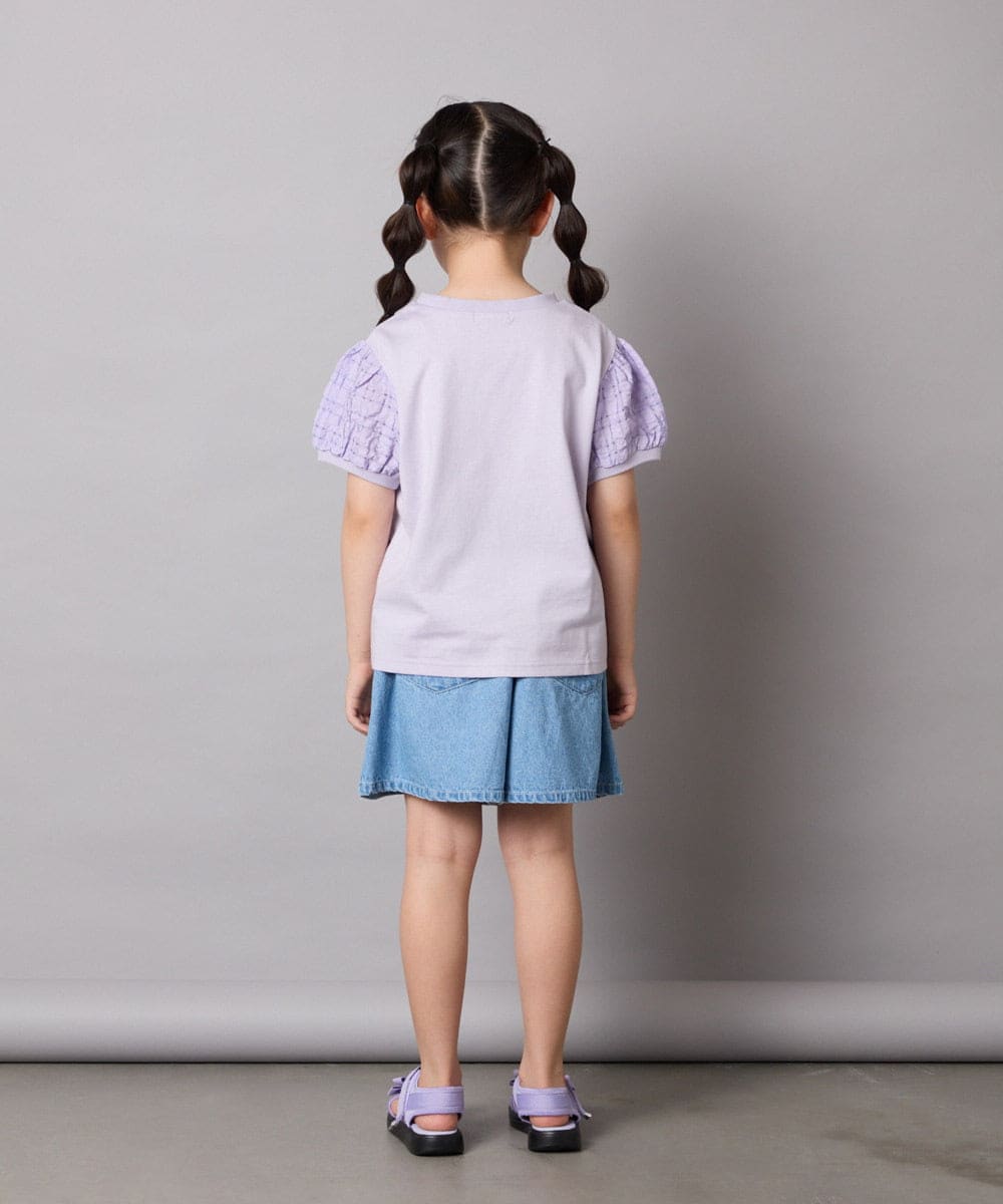 KJKHA21034 a.v.v KIDS(アー・ヴェ・ヴェ) [120-160]【接触冷感】パフスリーブロゴトップス ネイビー