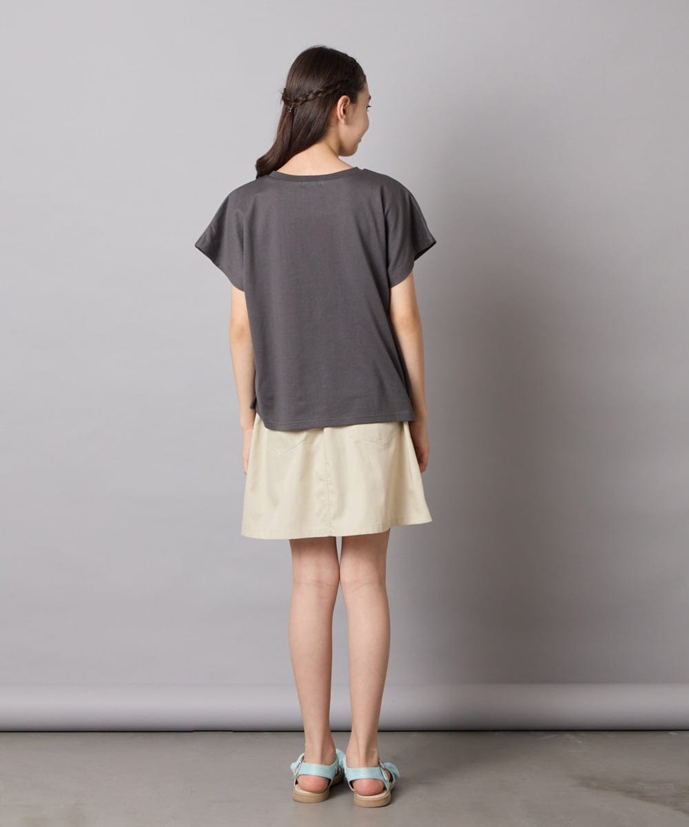 KJKHA23034 a.v.v KIDS(アー・ヴェ・ヴェ) [100-160]【接触冷感】リボンテープチュールドッキングTシャツ ホワイト