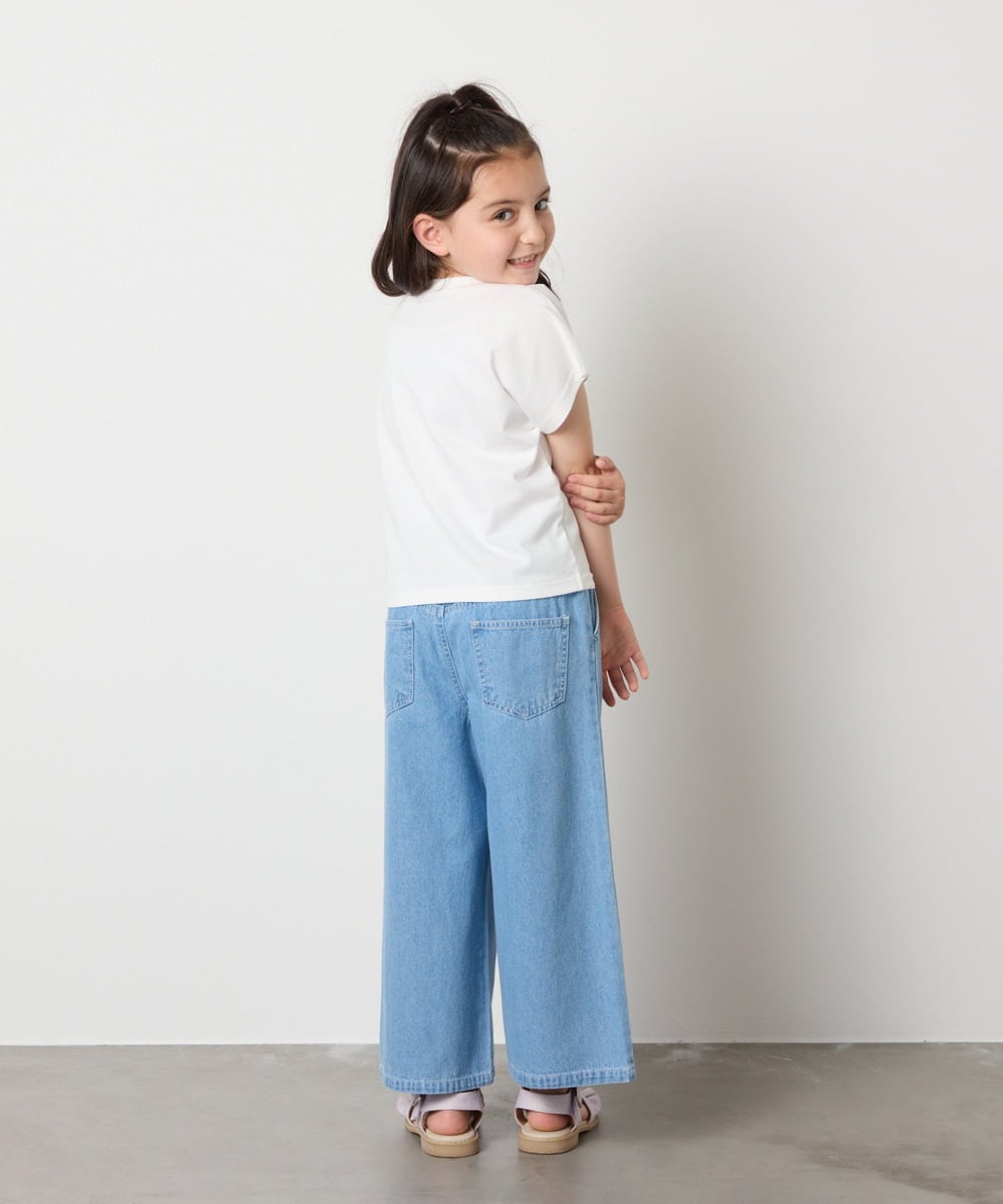 KJKHA23034 a.v.v KIDS(アー・ヴェ・ヴェ) [100-160]【接触冷感】リボンテープチュールドッキングTシャツ ホワイト