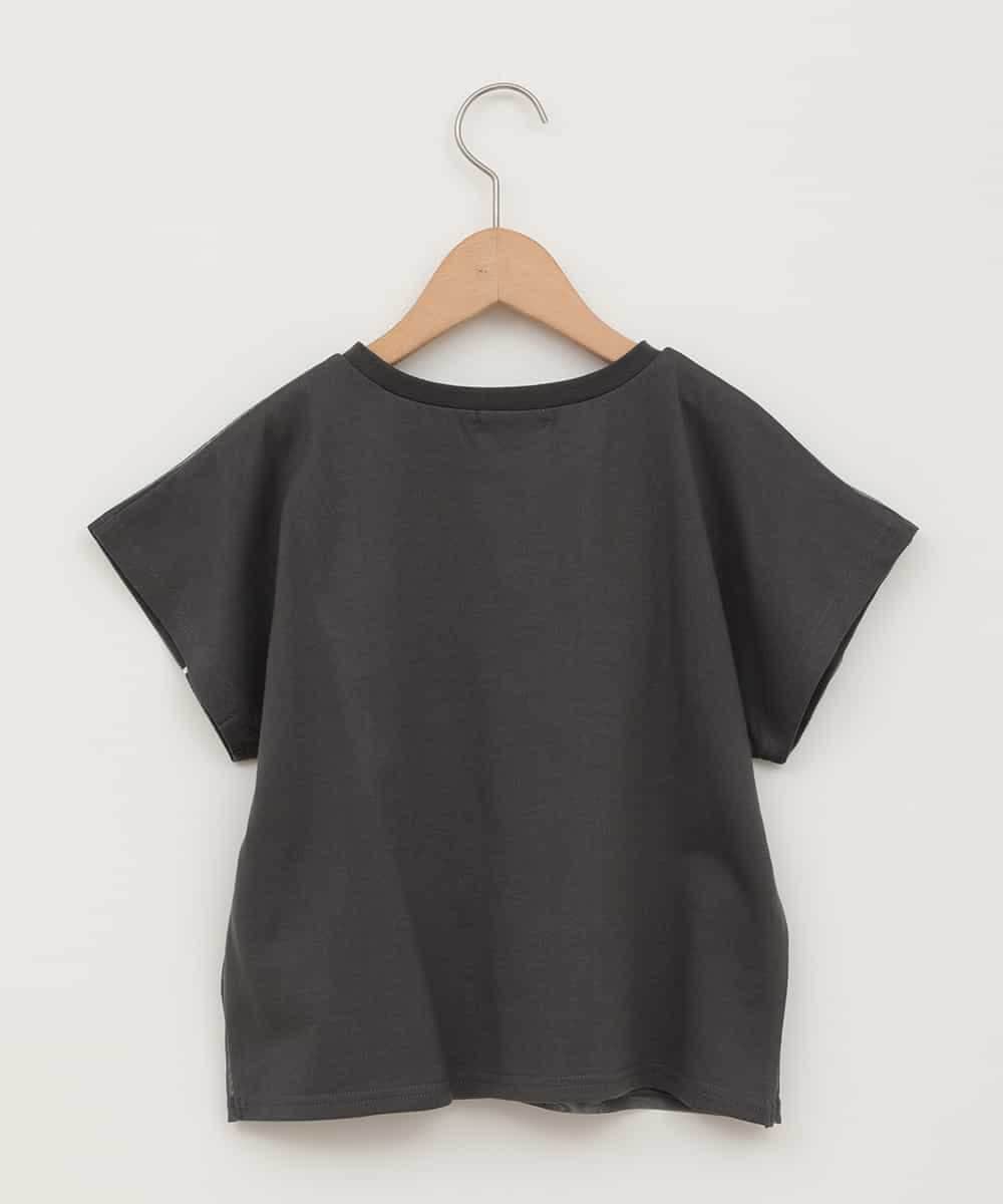 KJKHA23034 a.v.v KIDS(アー・ヴェ・ヴェ) 【接触冷感/ジメジメ対策】[100-160]リボンテープチュールドッキングTシャツ ダークグレー