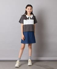 KJKHA25034 a.v.v KIDS(アー・ヴェ・ヴェ) [130-160]【接触冷感】えり付き切替ロゴTシャツ ライトイエロー
