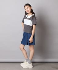 KJKHA25034 a.v.v KIDS(アー・ヴェ・ヴェ) [130-160]【接触冷感】えり付き切替ロゴTシャツ ライトイエロー