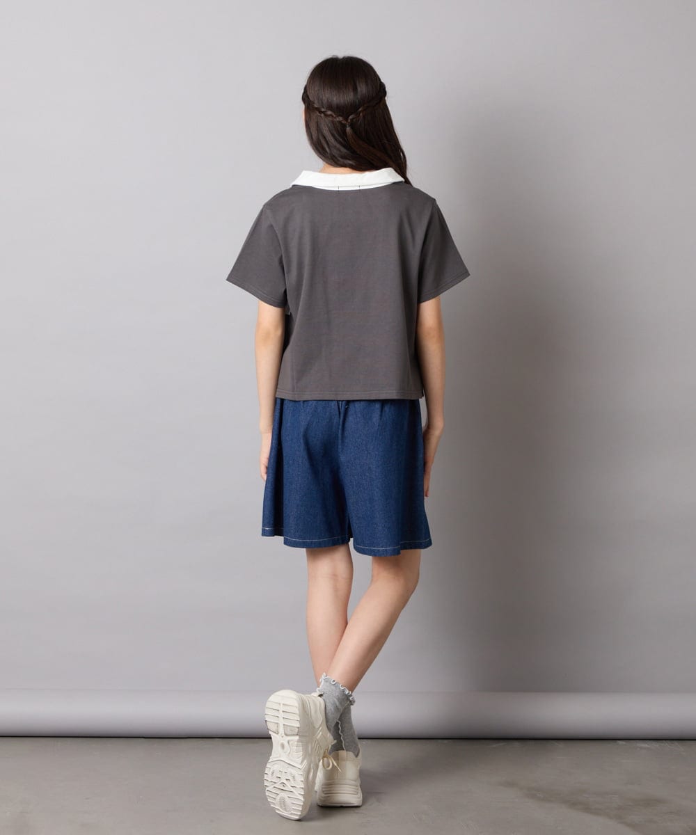 KJKHA25034 a.v.v KIDS(アー・ヴェ・ヴェ) [130-160]【接触冷感】えり付き切替ロゴTシャツ ライトイエロー