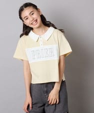 KJKHA25034 a.v.v KIDS(アー・ヴェ・ヴェ) [130-160]【接触冷感】えり付き切替ロゴTシャツ ライトイエロー
