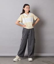 KJKHA25034 a.v.v KIDS(アー・ヴェ・ヴェ) [130-160]【接触冷感】えり付き切替ロゴTシャツ ライトイエロー