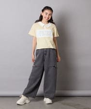 KJKHA25034 a.v.v KIDS(アー・ヴェ・ヴェ) [130-160]【接触冷感】えり付き切替ロゴTシャツ ライトイエロー