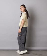 KJKHA25034 a.v.v KIDS(アー・ヴェ・ヴェ) [130-160]【接触冷感】えり付き切替ロゴTシャツ ライトイエロー