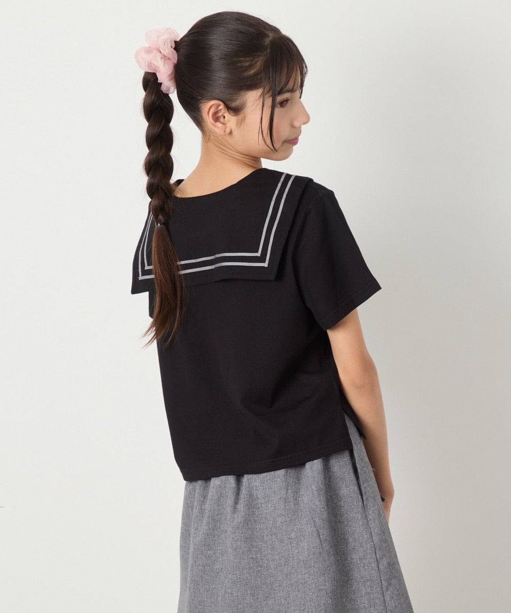 KJKHA29029 a.v.v KIDS(アー・ヴェ・ヴェ) [120-160]【接触冷感/ジメジメ対策】セーラーカラーＴ ホワイト
