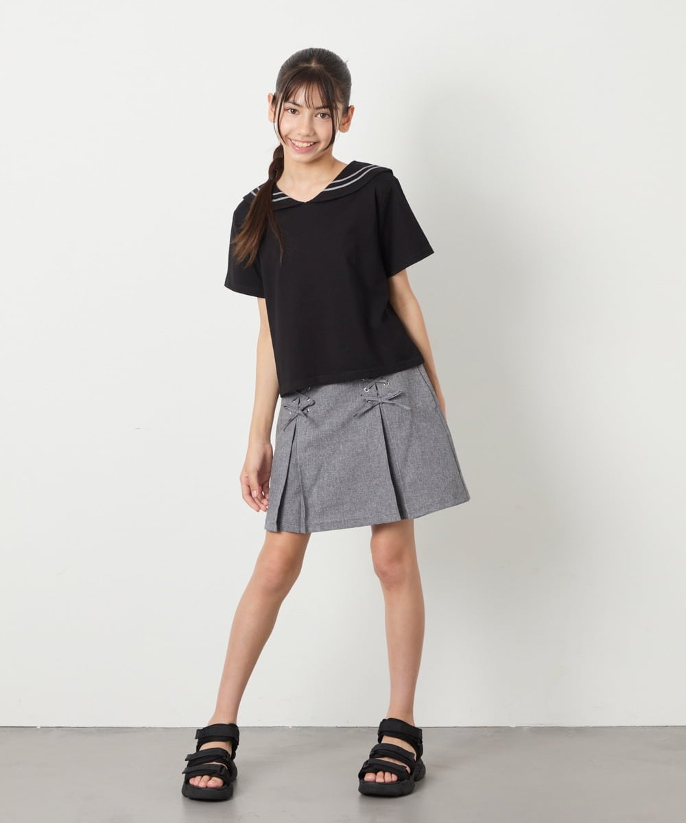 KJKHA29029 a.v.v KIDS(アー・ヴェ・ヴェ) [120-160]【接触冷感/ジメジメ対策】セーラーカラーＴ ホワイト