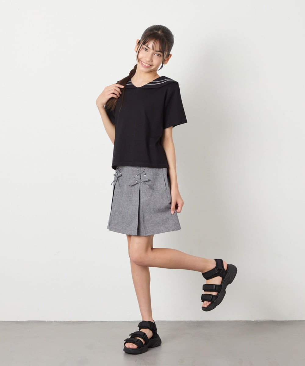 KJKHA29029 a.v.v KIDS(アー・ヴェ・ヴェ) [120-160]【接触冷感/ジメジメ対策】セーラーカラーＴ ホワイト