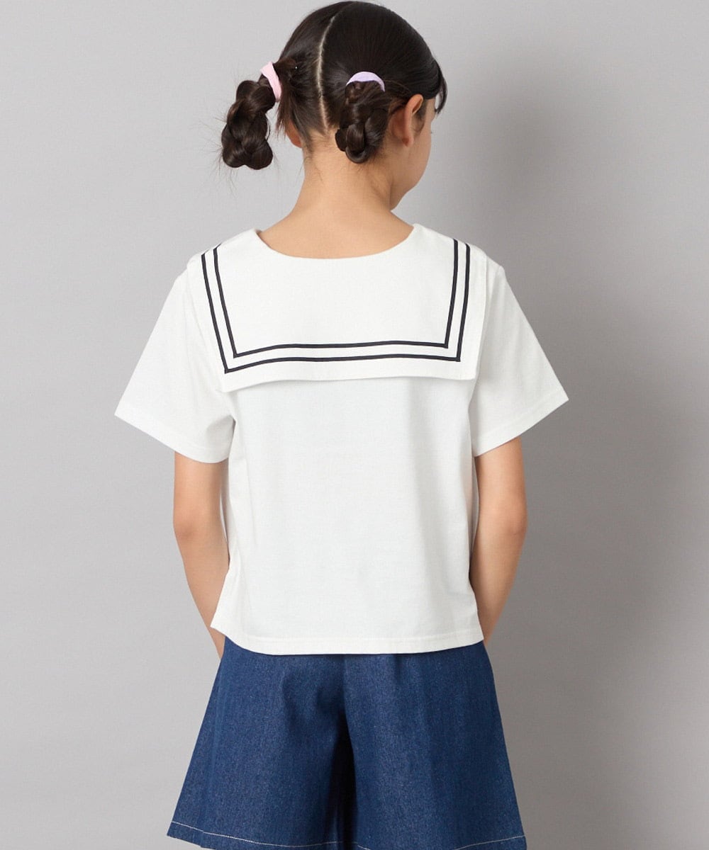 KJKHA29029 a.v.v KIDS(アー・ヴェ・ヴェ) [120-160]【接触冷感/ジメジメ対策】セーラーカラーＴ ホワイト