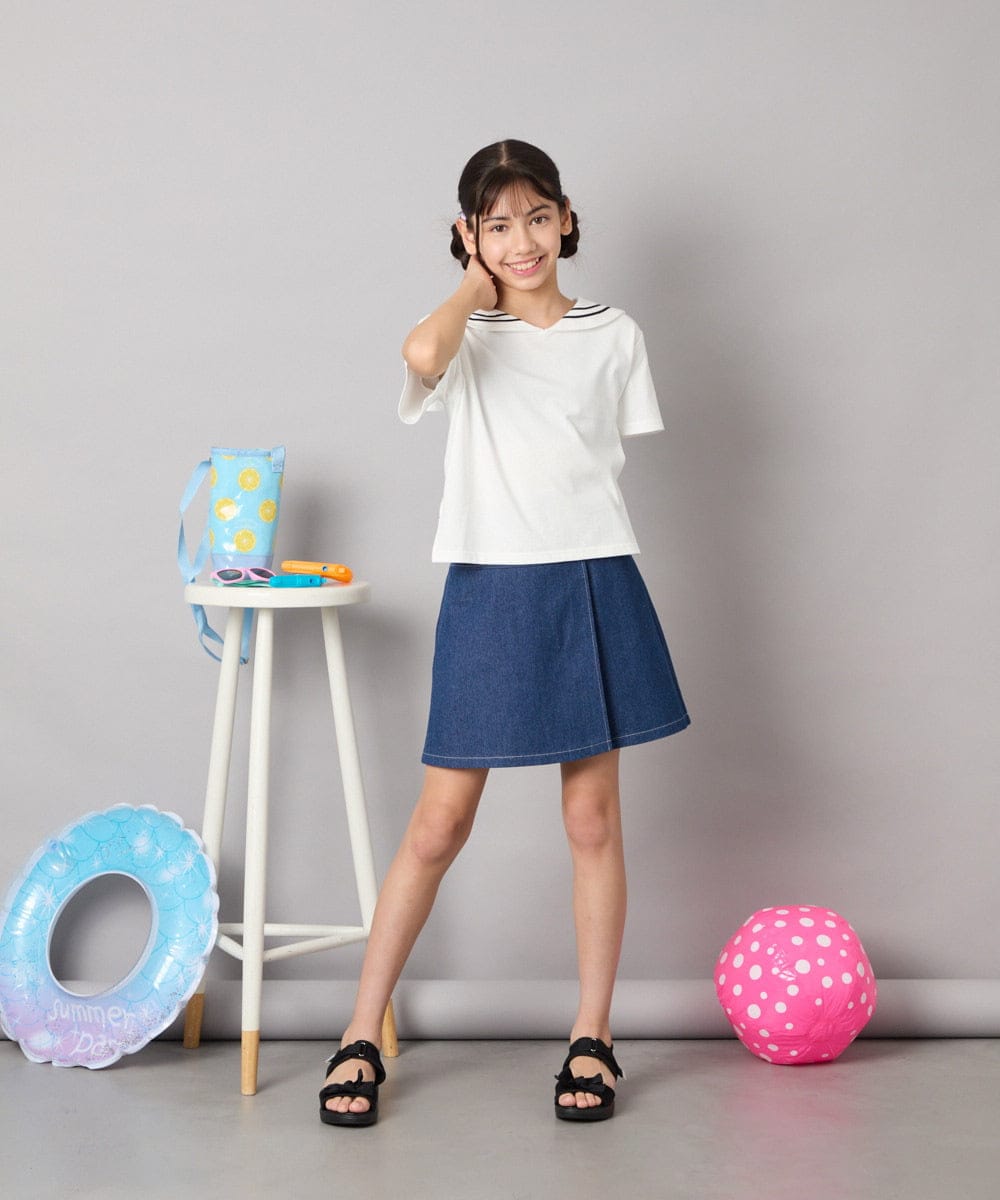 KJKHA29029 a.v.v KIDS(アー・ヴェ・ヴェ) [120-160]【接触冷感/ジメジメ対策】セーラーカラーＴ ホワイト