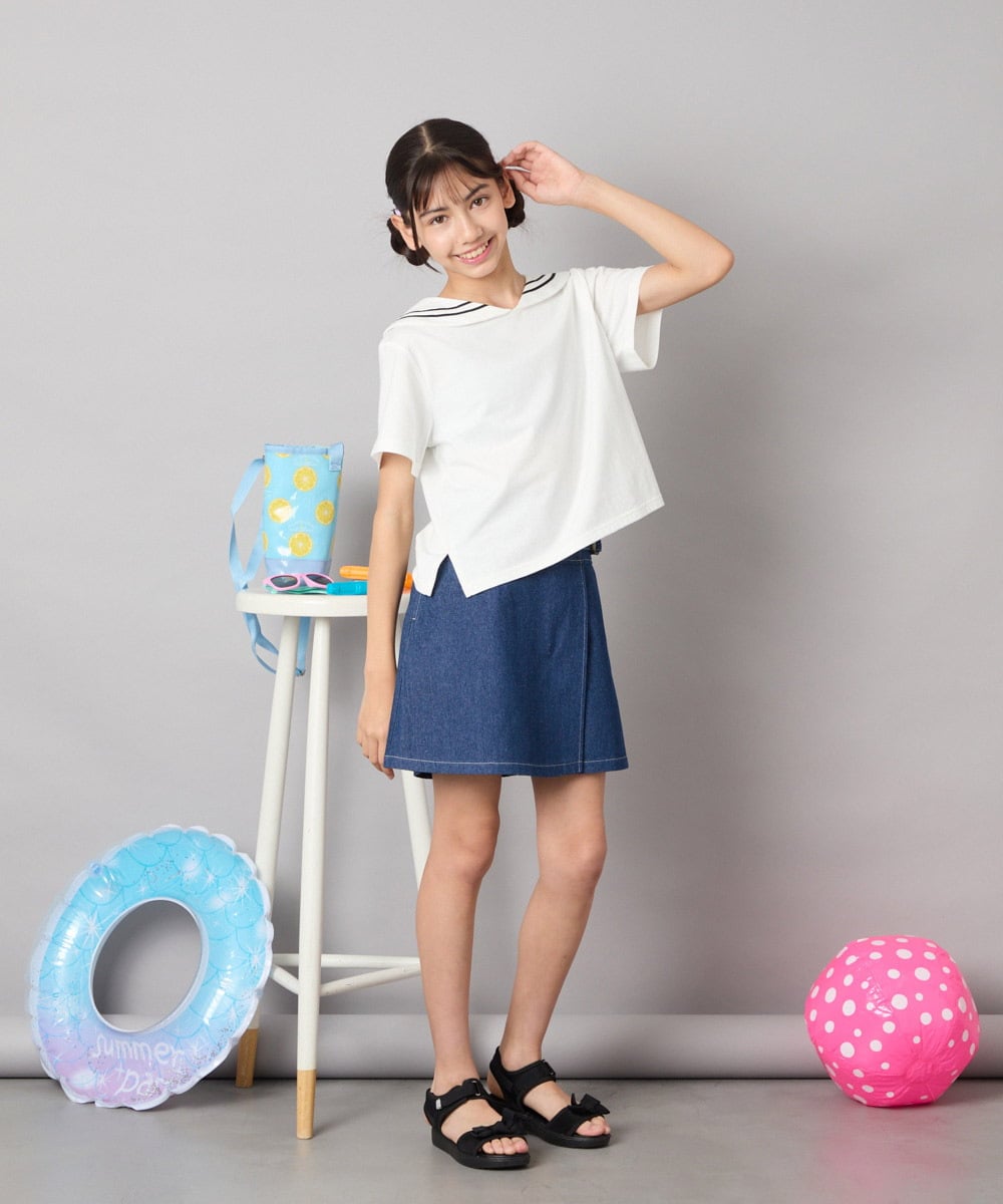 KJKHA29029 a.v.v KIDS(アー・ヴェ・ヴェ) [120-160]【接触冷感/ジメジメ対策】セーラーカラーＴ ホワイト
