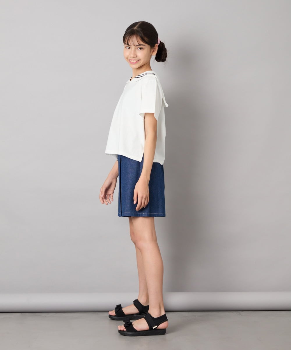 KJKHA29029 a.v.v KIDS(アー・ヴェ・ヴェ) [120-160]【接触冷感/ジメジメ対策】セーラーカラーＴ ホワイト