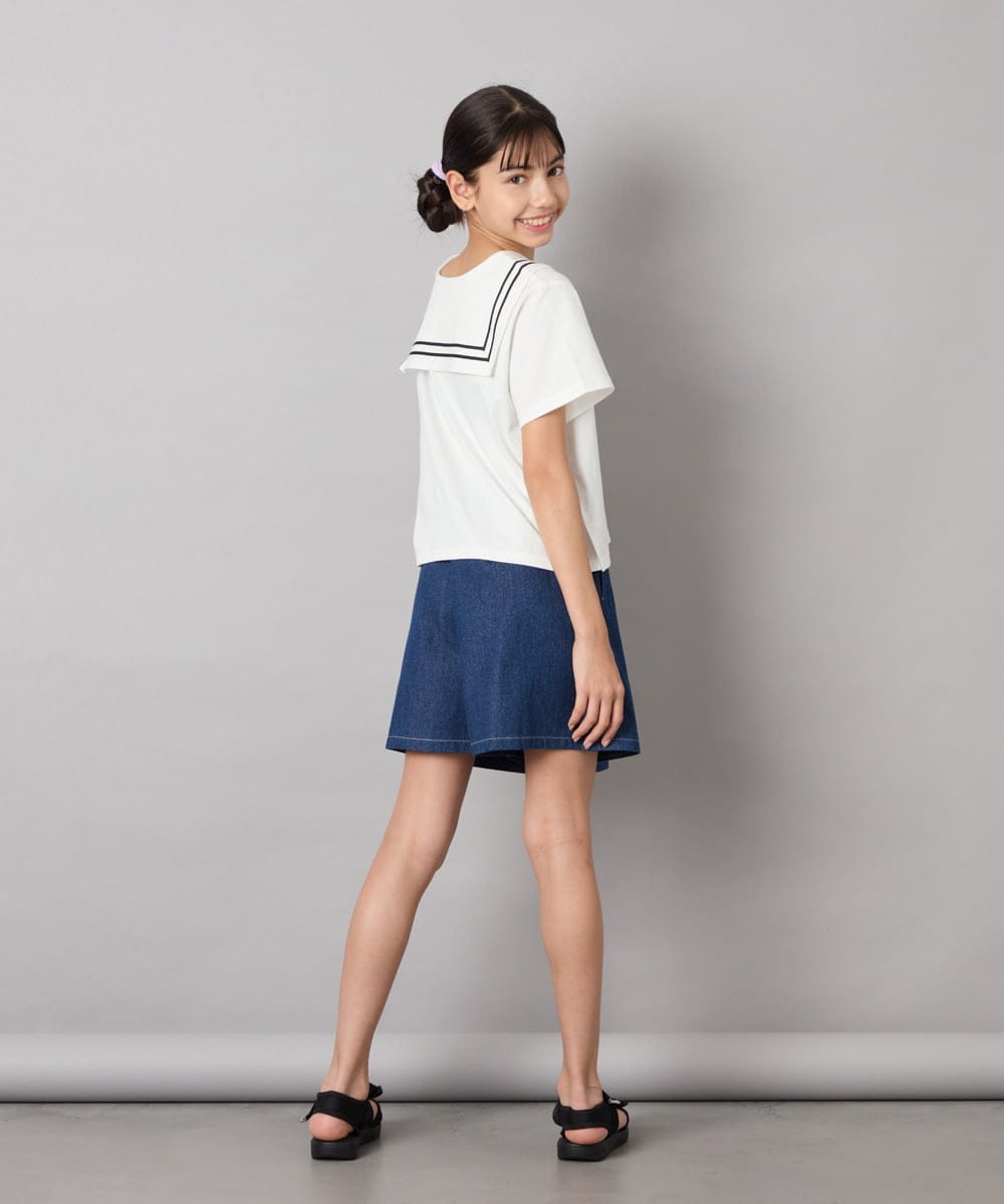 KJKHA29029 a.v.v KIDS(アー・ヴェ・ヴェ) [120-160]【接触冷感/ジメジメ対策】セーラーカラーＴ ホワイト