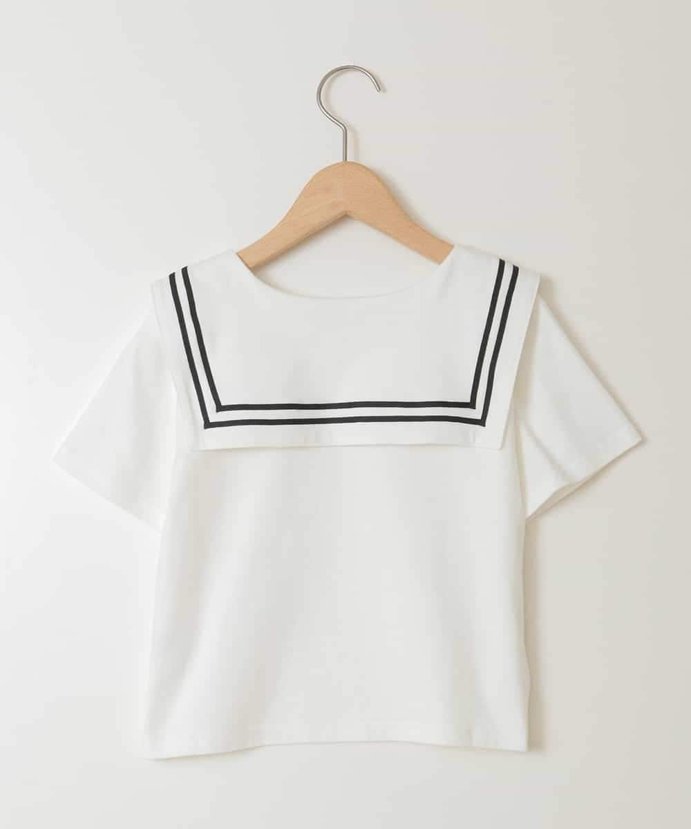 KJKHA29029 a.v.v KIDS(アー・ヴェ・ヴェ) [120-160]【接触冷感/ジメジメ対策】セーラーカラーＴ ホワイト