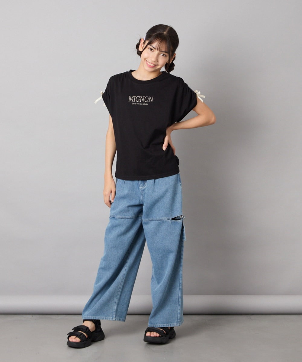 KJKHA30029 a.v.v KIDS(アー・ヴェ・ヴェ) [120-160]【接触冷感/ジメジメ対策】肩ドロストＴ ライトブルー