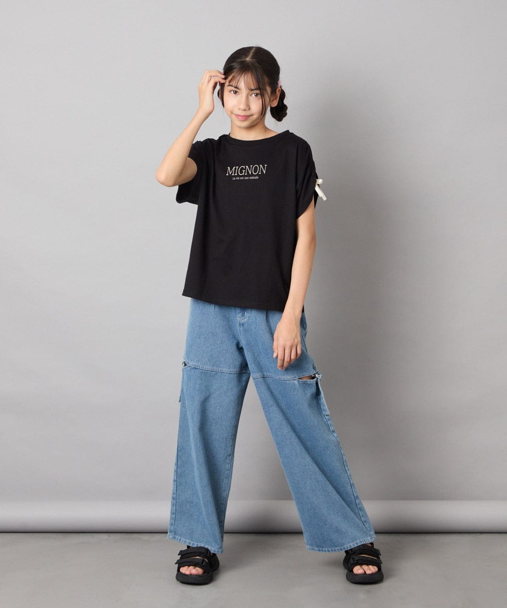 KJKHA30029 a.v.v KIDS(アー・ヴェ・ヴェ) [120-160]【接触冷感/ジメジメ対策】肩ドロストＴ ライトブルー