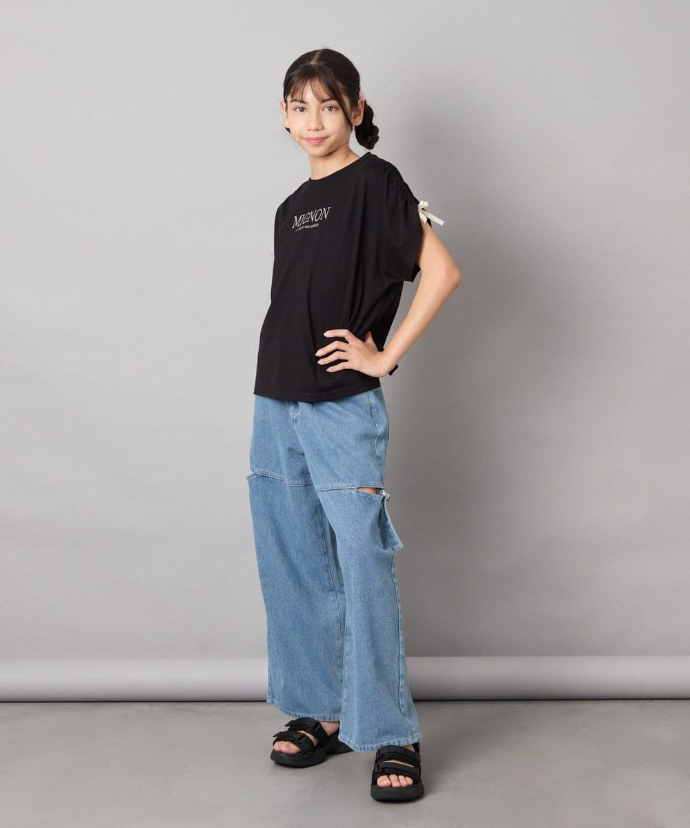 KJKHA30029 a.v.v KIDS(アー・ヴェ・ヴェ) [120-160]【接触冷感/ジメジメ対策】肩ドロストＴ ライトブルー