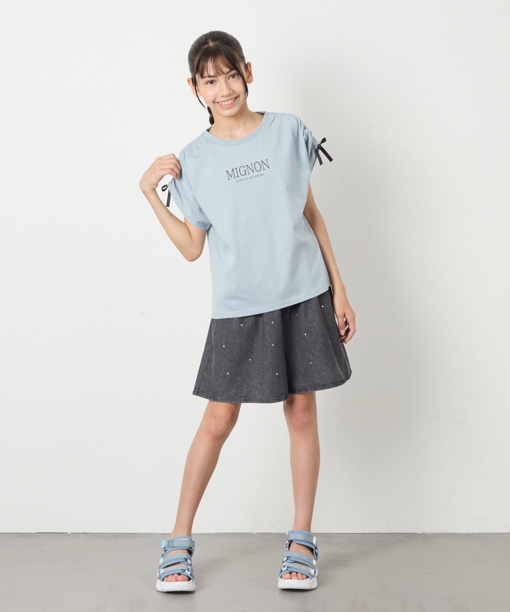 KJKHA30029 a.v.v KIDS(アー・ヴェ・ヴェ) [120-160]【接触冷感/ジメジメ対策】肩ドロストＴ ライトブルー