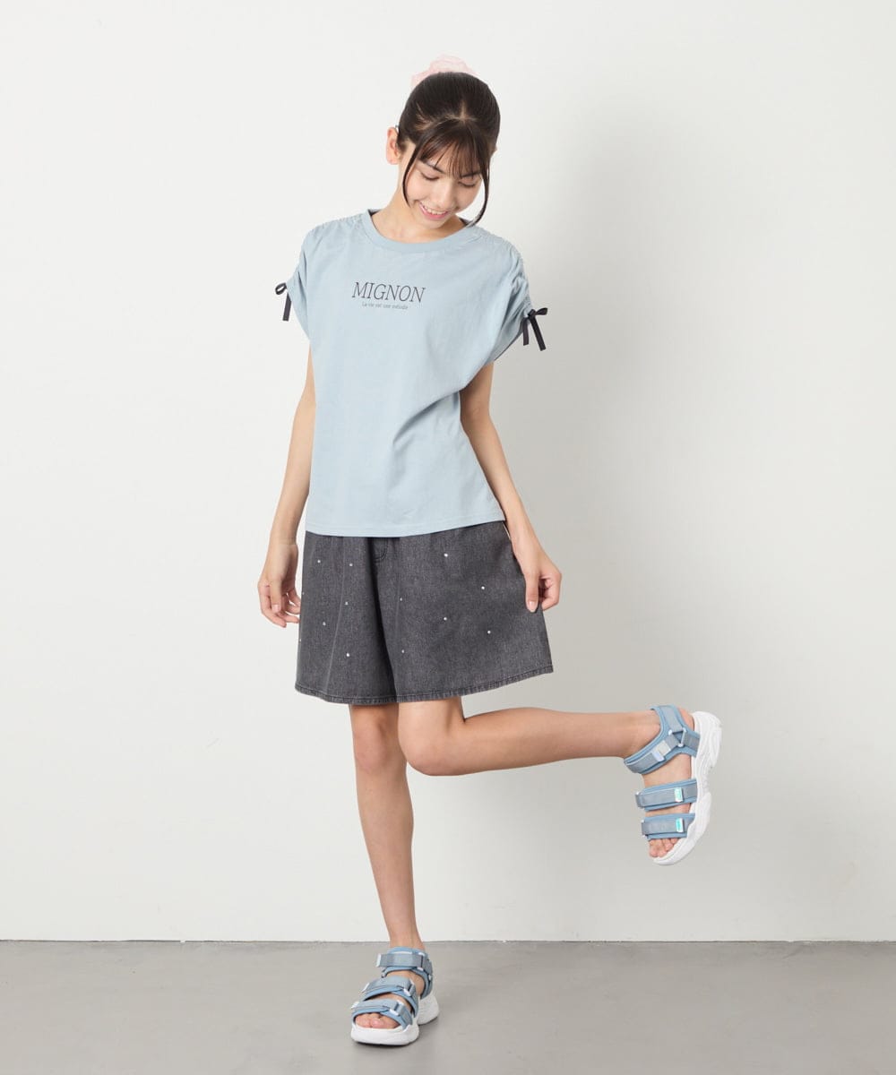 KJKHA30029 a.v.v KIDS(アー・ヴェ・ヴェ) [120-160]【接触冷感/ジメジメ対策】肩ドロストＴ ライトブルー