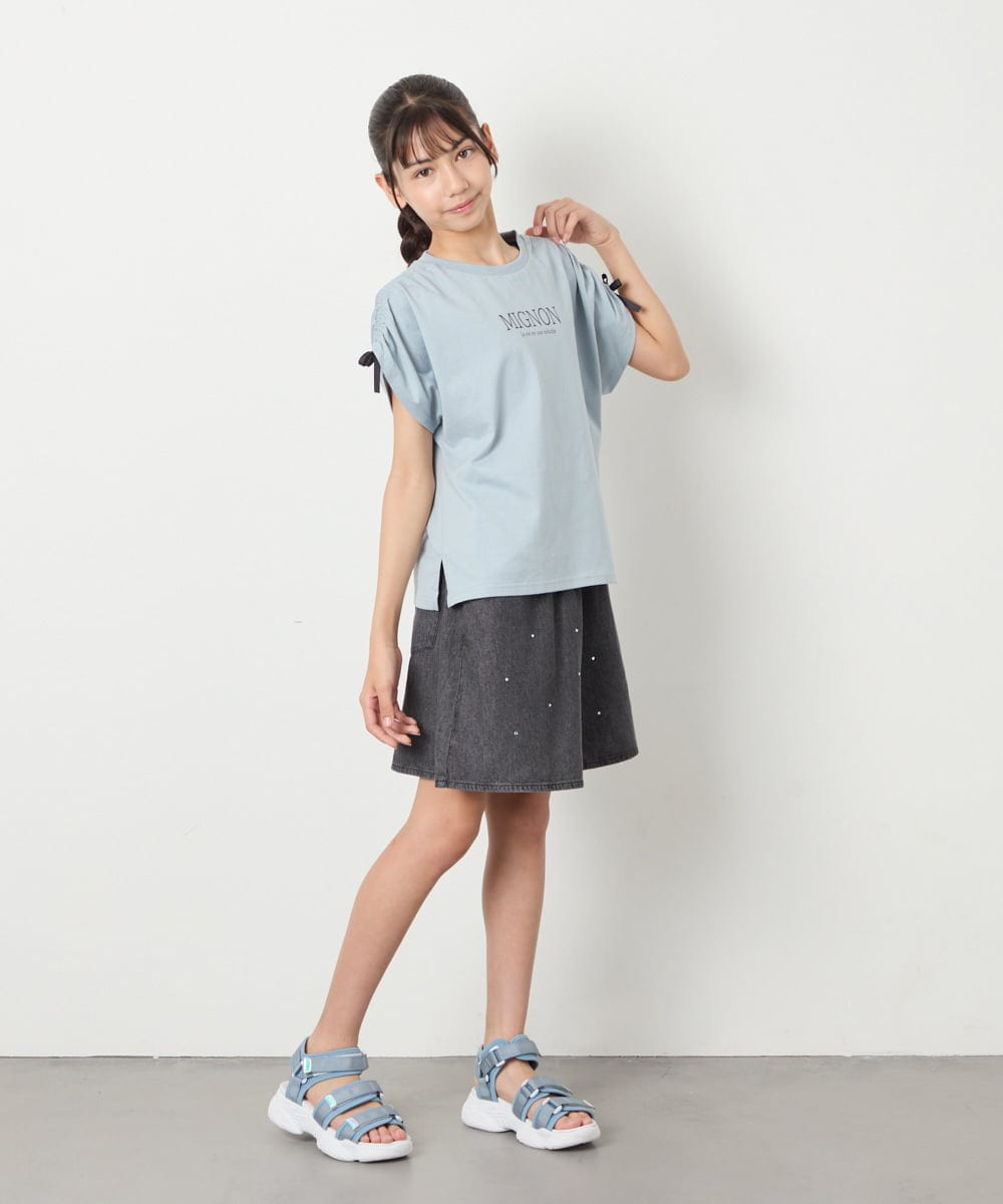 KJKHA30029 a.v.v KIDS(アー・ヴェ・ヴェ) [120-160]【接触冷感/ジメジメ対策】肩ドロストＴ ライトブルー
