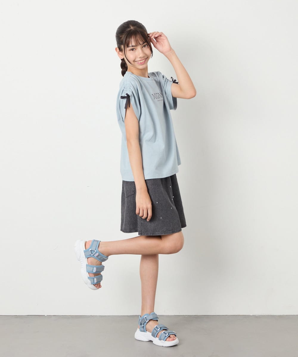 KJKHA30029 a.v.v KIDS(アー・ヴェ・ヴェ) [120-160]【接触冷感/ジメジメ対策】肩ドロストＴ ライトブルー