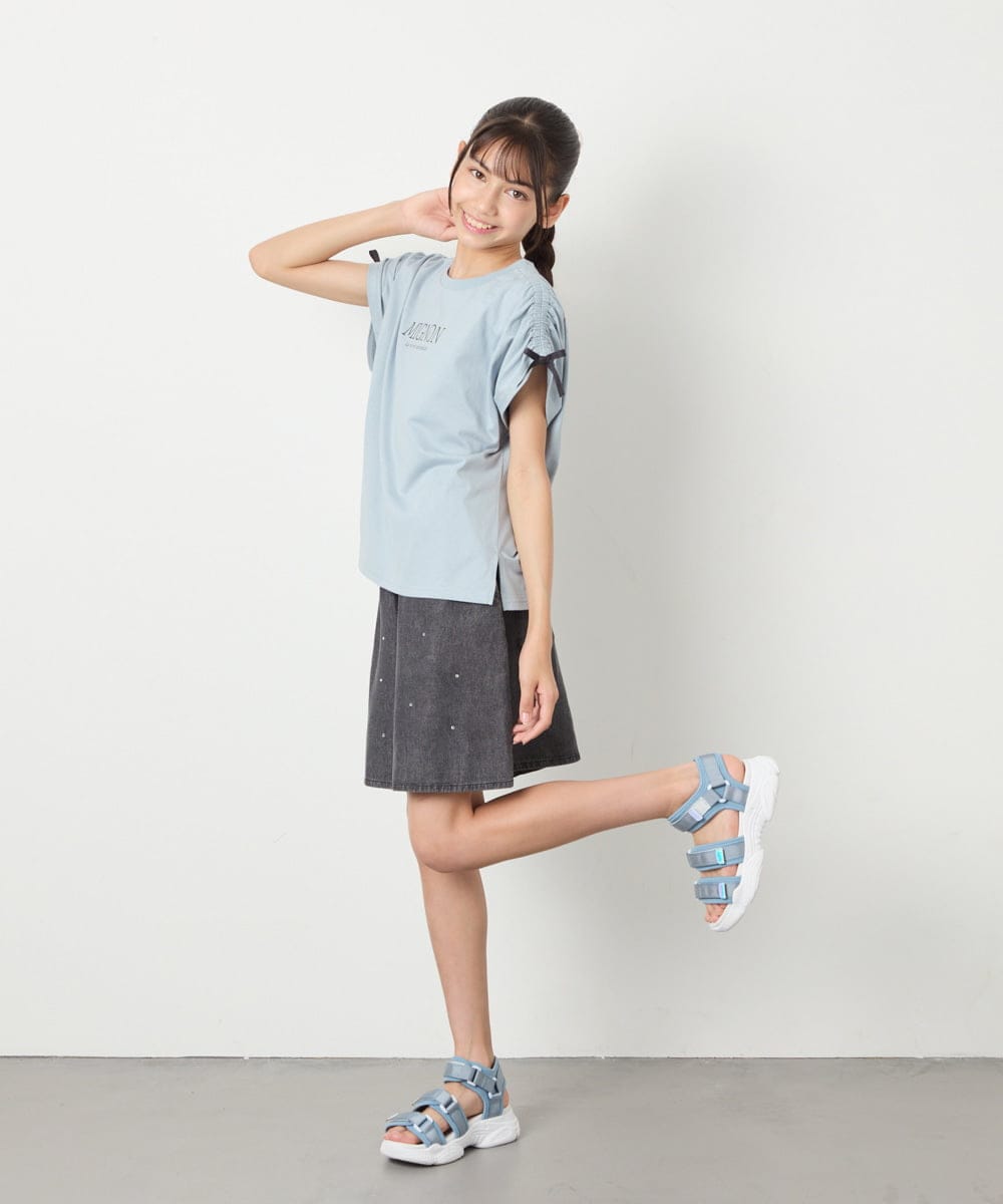 KJKHA30029 a.v.v KIDS(アー・ヴェ・ヴェ) [120-160]【接触冷感/ジメジメ対策】肩ドロストＴ ライトブルー