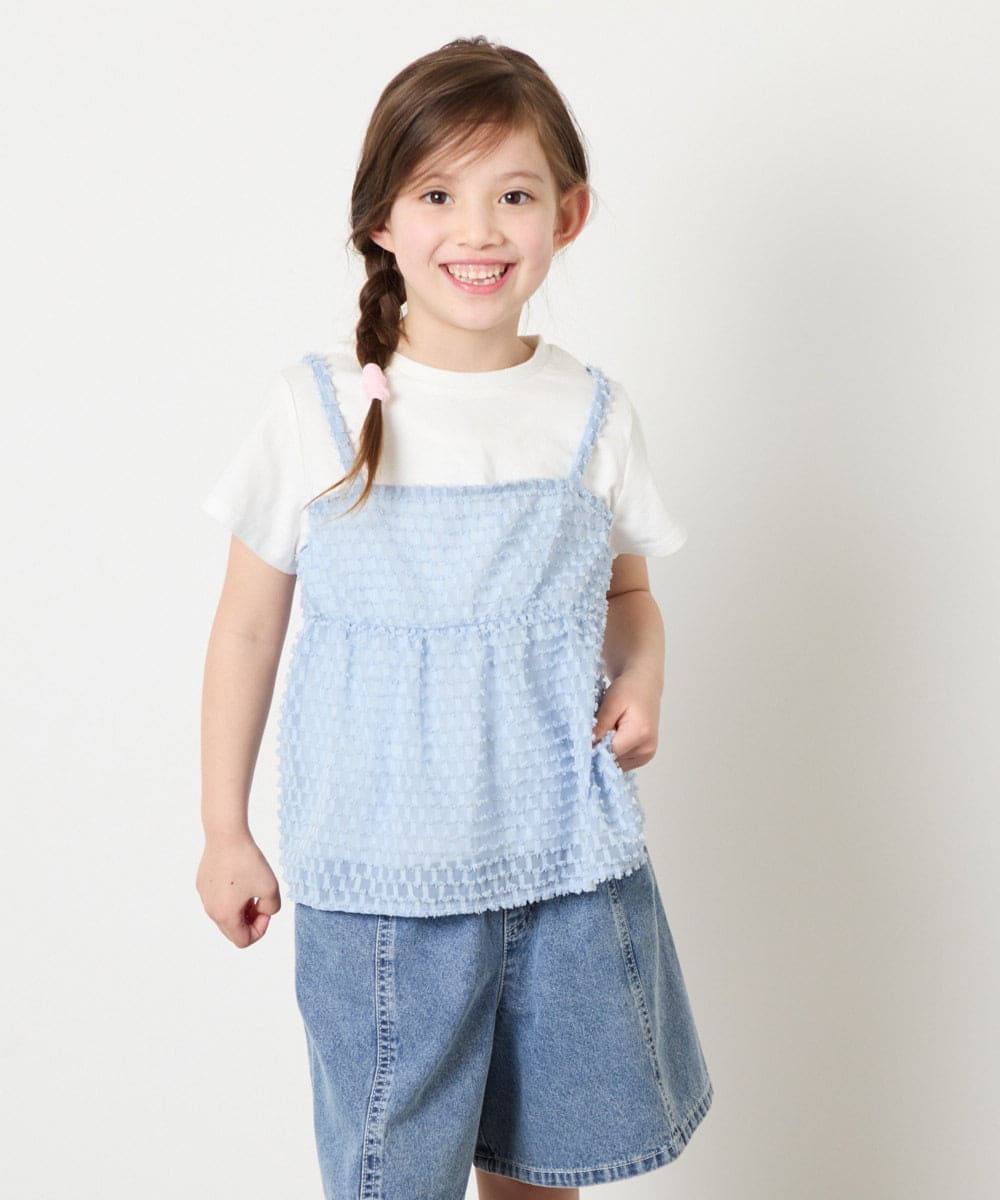 KJKHD64039 a.v.v KIDS(アー・ヴェ・ヴェ) [130-160]シアージャカードキャミドッキングトップス ライトブルー