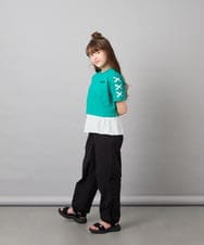 KJKHD75035 a.v.v KIDS(アー・ヴェ・ヴェ) [130-160]【冷感/UVカット】レースアップロゴTシャツ グリーン