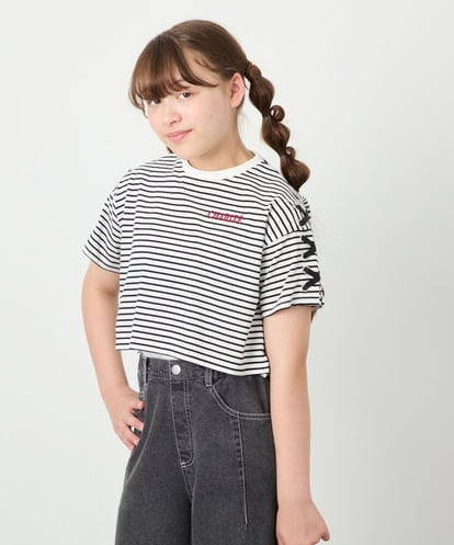 KJKHD75035 a.v.v KIDS [130-160]【冷感/UVカット】レースアップロゴTシャツ