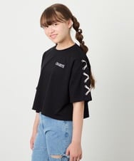 KJKHD75035 a.v.v KIDS(アー・ヴェ・ヴェ) [130-160]【冷感/UVカット】レースアップロゴTシャツ ブラック