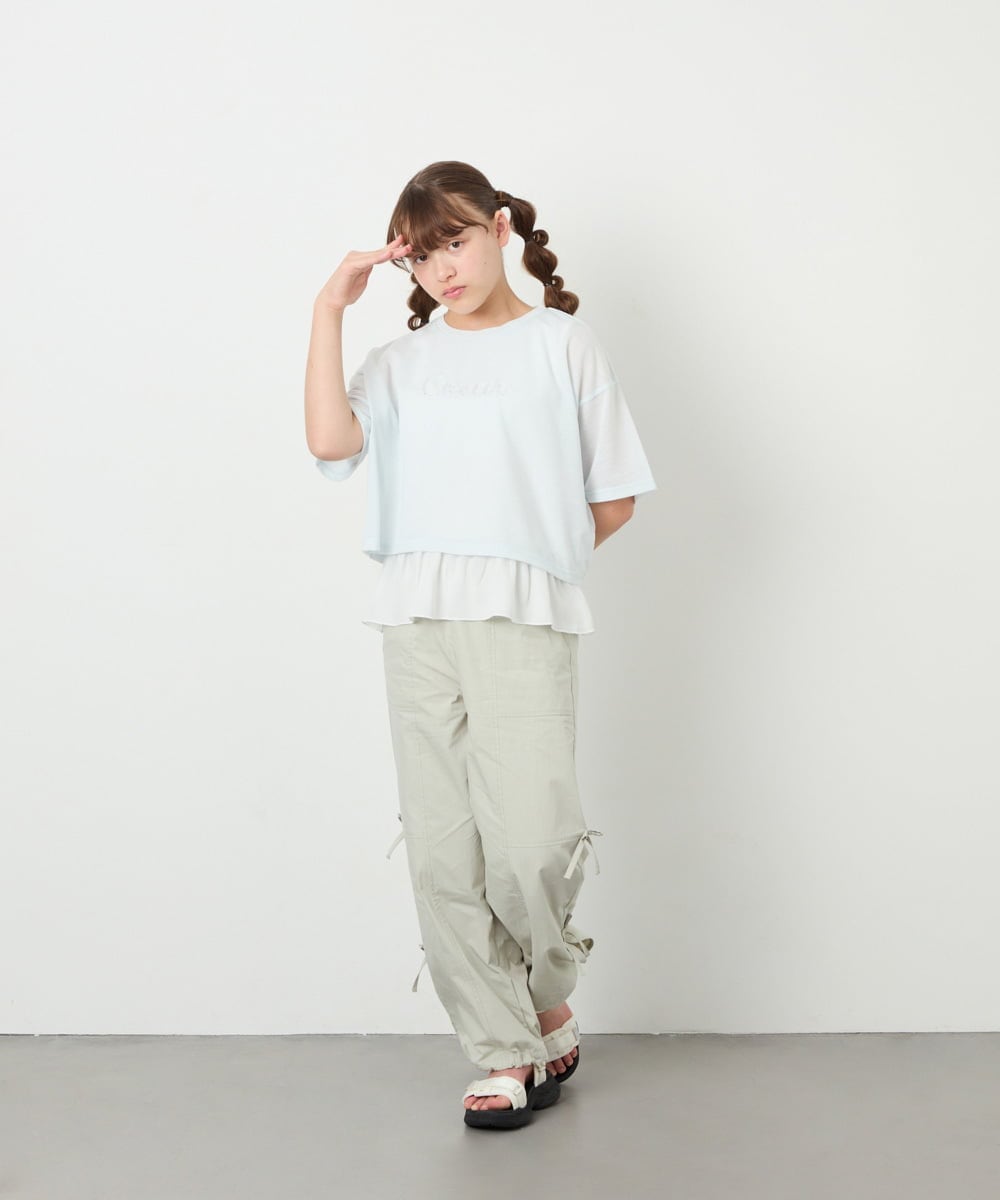 KJKHD76044 a.v.v KIDS(アー・ヴェ・ヴェ) [130-160]【冷感/UVカット】レイヤードシアーTセット ライトブルー