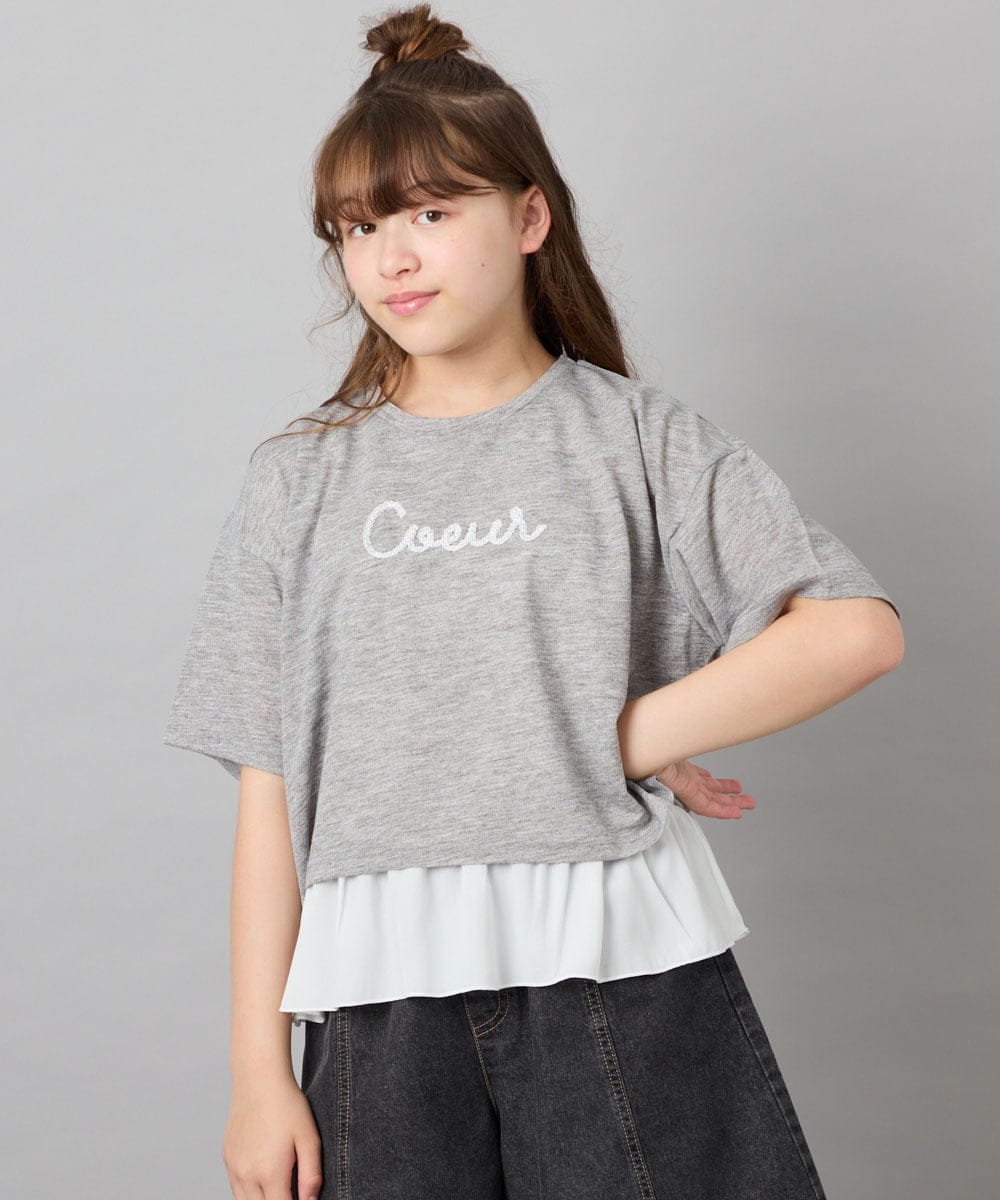 KJKHD76044 a.v.v KIDS(アー・ヴェ・ヴェ) [130-160]【冷感/UVカット】レイヤードシアーTセット ライトグレー
