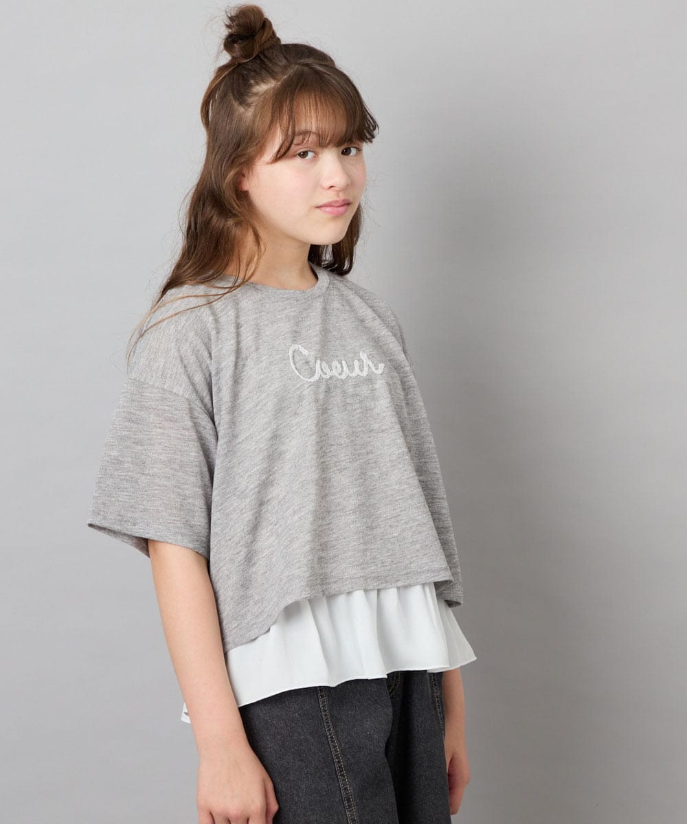 KJKHD76044 a.v.v KIDS(アー・ヴェ・ヴェ) [130-160]【冷感/UVカット】レイヤードシアーTセット ライトグレー