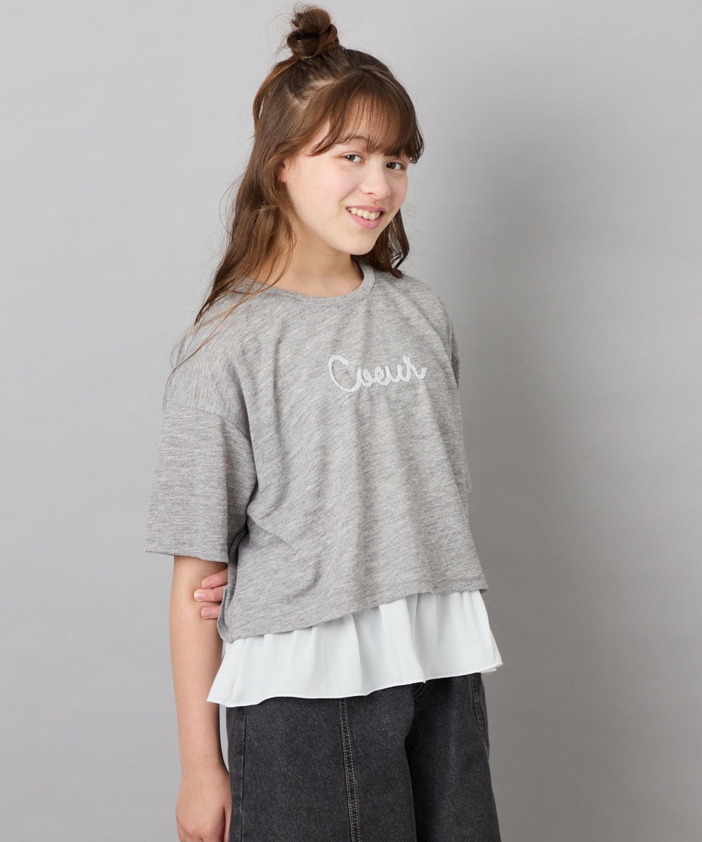 KJKHD76044 a.v.v KIDS(アー・ヴェ・ヴェ) [130-160]【冷感/UVカット】レイヤードシアーTセット ライトグレー